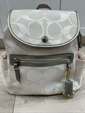 coach billie backpack white Outlet Pace Large Leather backpack Coach Blue in